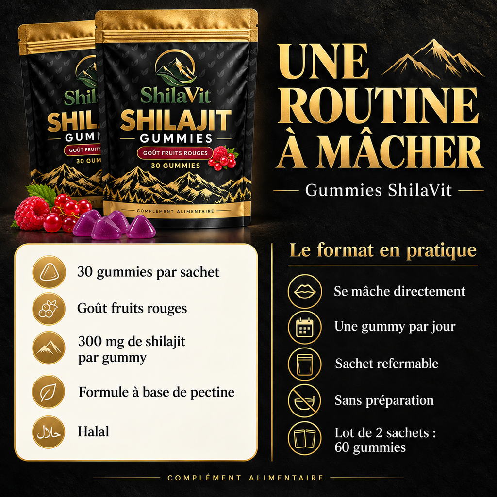ShilaVit : format gummies à mâcher, goût fruits rouges, lot de 2 sachets, halal