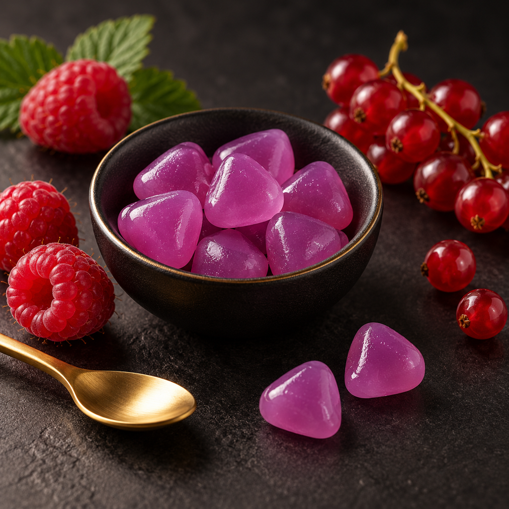 Illustration des gummies au goût fruits rouges — visuel de présentation